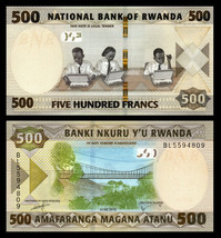 Rwanda 500 Francs, rope bridge in National Park / students and lap tops ... - £3.18 GBP