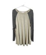 Hailey &amp; Co Womens Long Sleeve TShirt Oatmeal Black White Stripe 2X Made... - $18.99