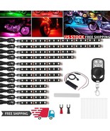 12Pcs Rgb Motorcycle Led Light Kit Glow Neon Strip Remote Control - £35.95 GBP