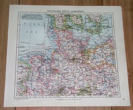 1929 Vintage Map Of Northern Germany Hamburg SCHLESWIG-HOLSTEIN Stettin Posen - £15.08 GBP