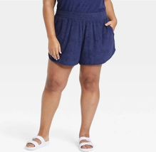 Ava &amp; Viv Loop Terry Plus Size Navy Blue Shorts 4X NEW - $16.00