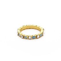 New Bohemian Rainbow Evil Eye Rhinestone Filled Gold Rings For Women Vintage Lad - £8.65 GBP