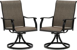 Vicllax Patio Swivel Dining Chairs Set Of 2, Outdoor Swivel Rocker High, Black - £273.66 GBP