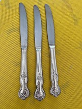 Vintage Set 3 Silver Plate Knives Knife Floral Handle No Markers Mark - £11.61 GBP