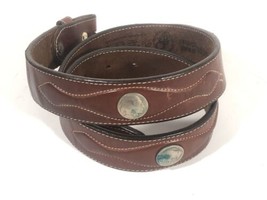 Leegin Genuine Leather Belt Buffalo Indian Nickels Vintage Mens Size 38 Made USA - £49.55 GBP