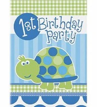 1st First Birthday Blue Turtle Party 8 Invitations - £2.20 GBP