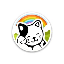 Lucky Cat Rainbow Vinyl Sticker 3&quot;&quot; Wide Includes Two Stickers New - £9.15 GBP
