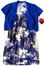 R &amp; K Womens Size 6 Two Piece Racerback Dress Bolero Sweater Blue New - £18.92 GBP