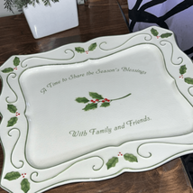 Porcelain Christmas/Holiday Platter/Serving Tray Holly Themed - A Time T... - $14.70