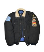 Vintage Flight Puffer Jacket Mens L Black Sherpa Collar Convertible Patc... - $53.15