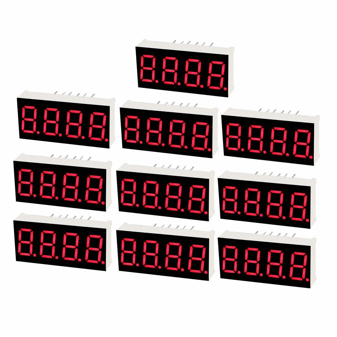 3 Stück 4-Bit 7-Segment LED Display – Gemeinsame Anode, Rot, 0,35 Zoll – 30x14mm – Für Haushaltsgeräte & Projekte