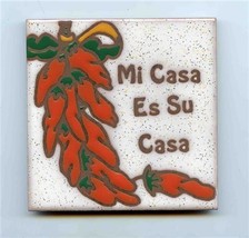 Mi Casa Es Su Casa 4&quot; Tile with Fold Out Stand Red Peppers - £7.82 GBP