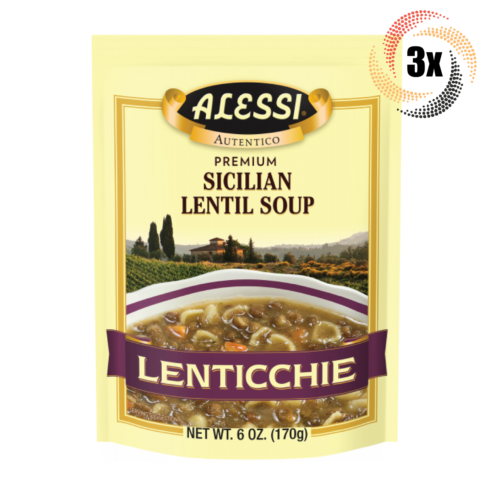 3x Packs Alessi Autentico Premium Lenticchie Sicilian Lentil Soup | 6oz - $22.80