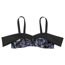 Adore Me Swim Top Womens 0X Black Blue Floral Bailey Contour Bandeau Bea... - $19.79