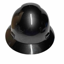 Skydept Full Brim Hard Hat OSHA Construction Helmet Black Carbon Fiber - £43.85 GBP