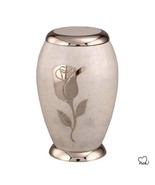 Pearl White with Rose Cremation Urn- Funeral urn  - $119.99