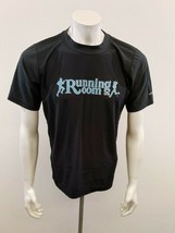 Running Room Men&#39;s Black Polyester Athletic Shirt Size Medium Short Sleeve Tee - £7.01 GBP