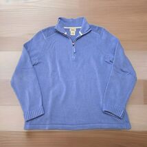 LL Bean Y2K Henley Sweater Womens Size Medium Blue Preppy Outdoor Hiking - $33.66