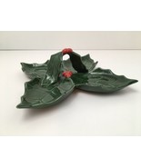 Vintage 70’s Holland Mold Christmas Dish Holly Leaves Berries Signed Handle - €21,51 EUR
