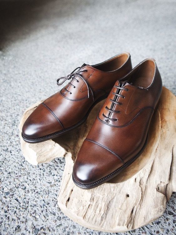NEW Handmade Men's Cap Toe Lace Up Formal Shoes, Men's Brown Color Leather Shoes