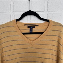 Gap Sweater V Neck Yellow With Blue Stripes Mens Large  - £13.94 GBP