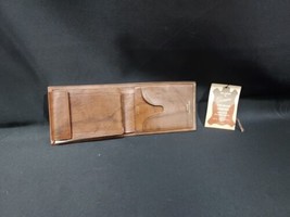 New Old Stock 1960s Brown Leather Wallet Billfold Made in USA With Tags - £15.01 GBP