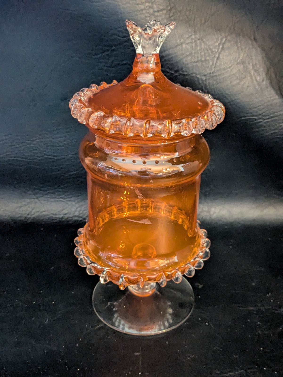 Empoli Murano Italiano Art Cristal con Tapa Mandarina Naranja Caramelo Compota Item image 4