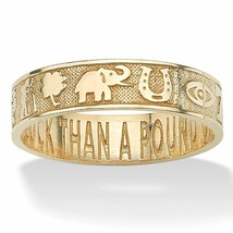 PalmBeach Jewelry 10k Yellow Gold Lucky Symbols &quot;Better an Ounce of Luck&quot; Ring - £236.06 GBP