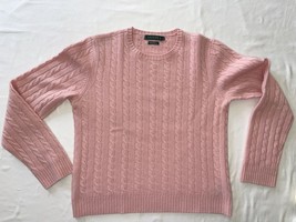 Ralph Lauren Black Label Cashmere Sweater Women&#39;s Large Pink Cable Knit - £115.36 GBP