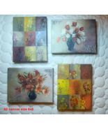Small Floral Canvas Oil Painting - Sz 6x8 ea - Set of 4 - In good condition - €32,80 EUR