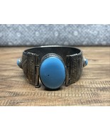 Vtg Turquoise Silver Tone Bracelet Indian Southwest 7.5-8 Inch CV JD - $23.00 CAD