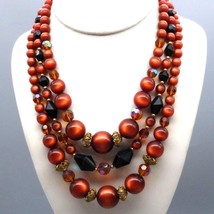 Shimmering Brown Moonglow Necklace, Lucite Beads mixed with Darker Bronze Crysta - £38.66 GBP
