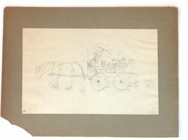 Antique Hand Drawing Horse and Buggy Late Pre 1910 Piece from Estate - $20.00