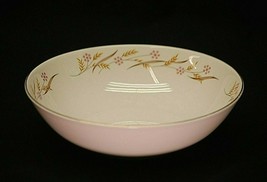 Harvest by Universal 9&quot; Vegetable Bowl Ballerina Pink Buds Yellow Wheat 22K Trim - £23.35 GBP