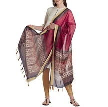 Seta Dupatta Kalamkari Chanderi Stampa Digitale con Nappe 2.3Mt X 36 &quot; M... - £31.26 GBP