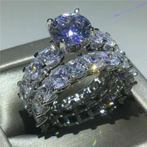 14k White Gold 3.46Ct Round Cut Moissanite Bridal Set Engagement Ring For Women - £308.12 GBP