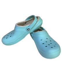 CROCS Unisex 203591 Faux Fur Lined Turquoise Slip On Shoes Clogs Size M-9/W-11 - £18.50 GBP