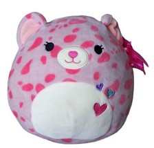 Squishmallows Leopard Lorie Hearts Pink 10”Kelly Toys Valentines - £7.12 GBP