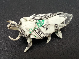 5-Horned Beetle - Real Dollar Bill Rhinoceros Bug Insect Money Origami Dollar Bi - £23.94 GBP