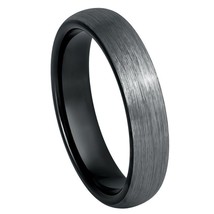 Tungsten Ring Black &amp; Gun Metal IP Plated Dome Brushed 4mm Band Wedding ... - $719.39 MXN