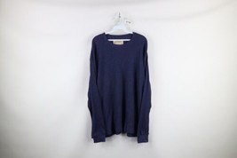 Vintage Streetwear Mens XL Faded Thermal Waffle Knit Long Sleeve T-Shirt Blue - £30.97 GBP