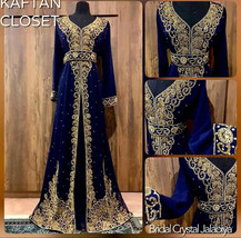 Royal Blue Ramadan Abaya Farasha Dubai Moroccan Dress Kaftan Georgette Wedding - £72.02 GBP