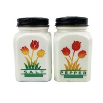 Vintage Fire King Rainbow Tulip Salt and Pepper Shakers Milk Glass 3.25” Pair - £38.69 GBP