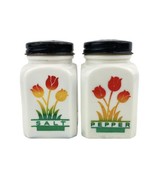 Vintage Fire King Rainbow Tulip Salt and Pepper Shakers Milk Glass 3.25”... - £38.62 GBP