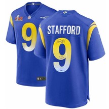 Matthew Stafford Autographed &quot;Sb Lvi Champs&quot; Rams Blue Nike Game Jersey Fanatics - £433.79 GBP