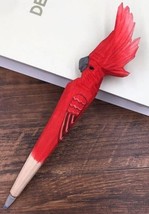 Red Cockatiel Wooden Pen Hand Carved Wood Ballpoint Hand Made Handcrafte... - $7.95