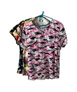 Set of 3 Women’s Size M Scrub Tops – Pink Camo, Hollywood Retro, and Flo... - $26.10