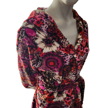 Vera Bradley Short Hooded Tie Robe Women&#39;s Size Small Floral Fleece Pockets  - £19.65 GBP