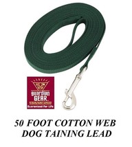 50 Foot Premium Dog Training Lead Cotton Web Webbing Trainer Control Leash - £17.25 GBP