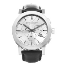 Burberry Men&#39;s The City Black Leather Stainless Steel Chronograph Watch - 42mm - £271.78 GBP